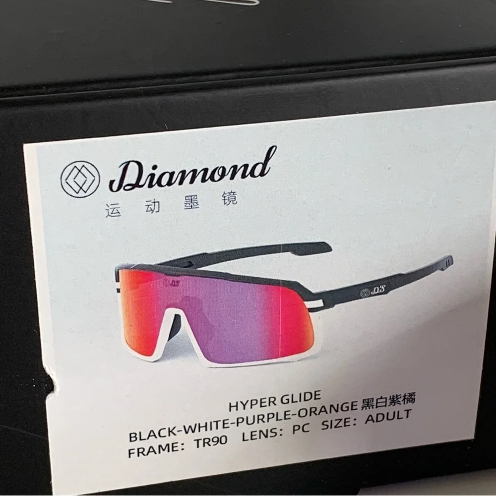 Diamond Eyewear White Orange Sporty Sunglasses Baseball Outdoor Fishing Box Case